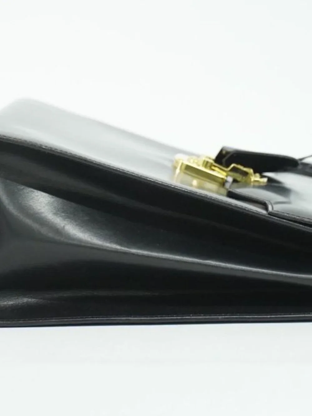 ★SOLD★ Gucci Lock 2-Way Shoulder Bag Leather Black Outside - Picture 4 of 9